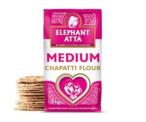 Elephant Atta Medium Chapatti Flour 5kg - Atta Flour for Roti, Naan & Chapattis