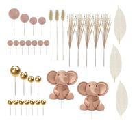 Elephant Baby Shower Decorations 1 Set Adorable Baby Shower Cake Decorations with Stake Plastic Cake Topper for Birthday Party, Style 2, Set 2, Toys