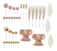 Elephant Baby Shower Decorations 1 Set Adorable Baby Shower Cake Decorations with Stake Plastic Cake Topper for Birthday Party, Style 2, Set 2 Decorating Supplies