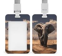 Elephant Badge Holder Vertical Id Card Holder with Lanyard Heavy Duty Name Tag Holders Waterproof Work Badge Holder for Office Cruise Teacher Cute Badge Protector