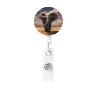 Elephant Badge Reel Retractable Badge Holders Lightweight ID Badge Reels Cute Nurse Name Card Holder with Keychain Funny ID Badge Clip for Men Women