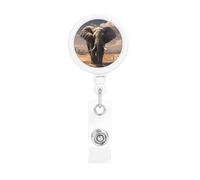 Elephant Badge Reel Retractable Name Badge Holders Funny Nurse Badge Clip with Keychain Lightweight Plastic ID Card Holders for Men Women Gifts