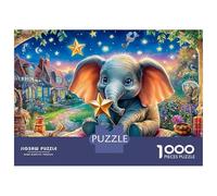 Elephant Balloon Ride 1000 Piece Jigsaw Puzzles Impossible Fit Together Perfectly Wall Decor for Adults Kids 70x50cm/1000pcs