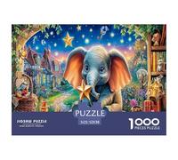 Elephant Balloon Ride 1000 Pieces Adult Jigsaws - Baby Elephant (starry Town) Suitable for Wall Decompression Fun And Challenging Family Game52x38cm/1000pcs