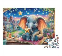 Elephant Balloon Ride 1000 Pieces Fade-resistant Printing Star Elephant Brain Training Puzzle Get Well Soon Gift Travel-sized Storage Minimalist Design 52x38cm/1000pcs