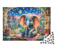 Elephant Balloon Ride Jigsaw Puzzle 1000 Piece | Sustainable Recycled Paper Baby Elephant with Star for Adults & Teens Gift 70x50cm/1000pcs