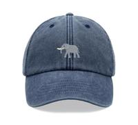 Elephant Baseball Cap Vintage Washed Unisex Dad Hat Adjustable Blue Denim