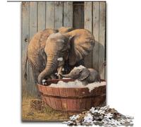 Elephant Bathing 1000 Piece Jigsaw Puzzles for Adults & Teens, for And 14 Years And over Brainteaser Family Games Christmas Birthday Gifts (26x38cm)