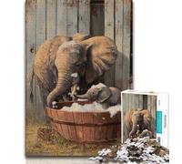 Elephant Bathing 1000 Pieces Jigsaw Puzzles For Teens And Adults,Stress Reliever Difficult Challenge Unique Home Decor And Gifts 38x26cm