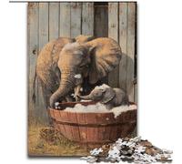 Elephant Bathing Adult Jigsaw Puzzles 1000, Suitable for Ages 14 And Up Wall Decoration Christmas Birthday Gift (50x75cm)