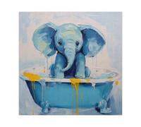 Elephant Bathtub Splash Canvas Poster Wall Art Decor Print Picture Paintings for Living Room Bedroom Decoration 12x12inch(30x30cm)