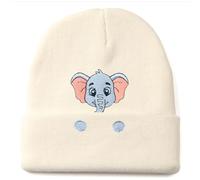 Elephant Beanie Hat Gifts for Women Girls Elephants Embroidery Knitted Hat Ornament Accessories Cute Stuff Animals Lovers Good Luck Cheer Up Gift for Teens Kids Christmas Stocking Stuffers White
