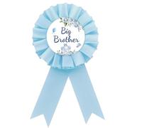 Elephant Big Brother Badge Pin, Blue Florals Brother to Be Button Pin, Blue Rosette Elephant Happy Birthday Boy Award Ribbon Button for Boys, Animal Themed Baby Shower/1st Birthday Party Supplies