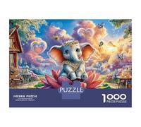 Elephant Bike Ride 1000 Pieces Jigsaw Puzzles Engaging Home Decoration Elephant on Lotus Jigsaw Puzzle Beautiful Decoration for Adults And Kids 38x26cm/1000pcs
