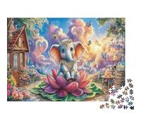 Elephant Bike Ride Jigsaw Puzzles Fantasy Lotus Water Scene 1000Pc for Adults Kids Great Gift Idea 38x26cm/1000pcs