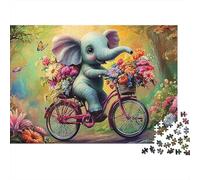 Elephant Biker Jigsaw Puzzle For Everyone - 300 Piece Cartoon Style Home Décor, Relaxing Brain Teaser & Premium Quality (300pcs (40x28cm))
