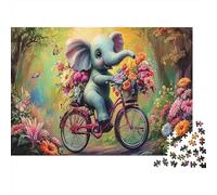 Elephant Biker Jigsaw Puzzles Playful Multicolor Dog Illustration Recycled Paper 1000 Pc Impossible Hard Difficult Challenging 52x38cm/1000pcs
