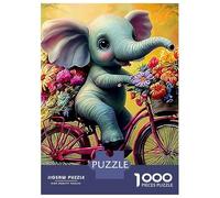 Elephant Biker Premium Cardboard 1000 Piece Elephant Cycling Puzzle, Educational Game Adults, Stress Relief, Birthday Gift & Wall Decor for Enthusiasts 70x50cm/1000pcs