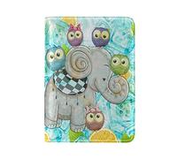 Elephant Birds Ice USA Passport Holder Real Leather Cover Case for Travel Men Women