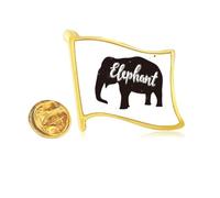 Elephant Black And White Animal Golden Metal Flag Lapel Pin Badge