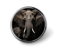 Elephant Black Badges Decorative, Durable Aluminum Alloy Round Badge, Lightweight Button Brooch for Shirts, Jackets, Hats, Uniforms 1"