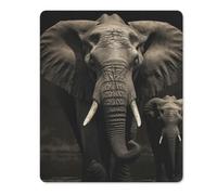 Elephant Black Rubber Mouse Pad | Premium Square Mouse Mat with Non-Slip Base, Smooth Tracking Desk Pad for Laptops Desktops Work Equipment Daily Use Moments