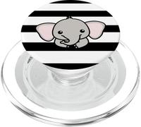 Elephant Black White Stripes Striped Modern Simple Pattern PopSockets PopGrip for MagSafe