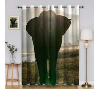 Elephant Blackout Curtains Sunlight Window Treatments, Eyelet Curtain, Thermal Insulated Super Soft Microfiber Curtains & Drapes 66x54 Inch 2 PanelsYI3943