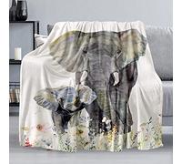 Elephant Blanket, Soft Warm Fuzzy Fleece Plush Blanket 50''x40'', Smooth Cozy Flannel Throw Blanket for Bed/Couch/Office/Camping