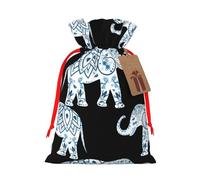 Elephant-Blue Black print Drawstring Gift Bag for Wedding Party Birthday Unique Present Bag Reusable Canvas Bag,1 Piece S