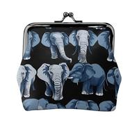 Elephant-Blue Black Print Lightweight Women Coin Purse Exquisite Waterproof Small Pouch for Coins Cards