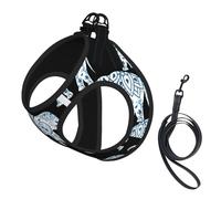 Elephant-Blue Black Print Reflective No Choke Pet Vest Harness,Adjustable Soft Padded Dog Harness With Easy Control Handle