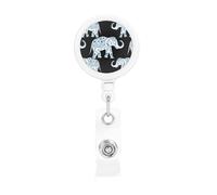 Elephant-Blue Black Print Retractable Badge Holder, Cute Nursing Badge Reel, Badge Clip Id Card Holders