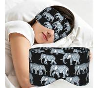 Elephant-Blue Black Print Sleep Mask,Coverage Eye Mask,Soft Breathable Blindfold for Travel Nap Work