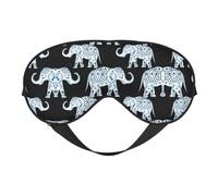 Elephant-Blue Black Sleep Mask Night's Sleep Soft Eye Mask Adjustable Strap Works Nap Position Sleeping Aid