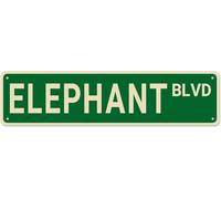 Elephant Blvd Street Sign, Elephant Sign Elephant Decor Elephant Lover Gift, Funny Animal Wall Decor For Homeman Cave, Quality Metal Signs 4×16 Inch