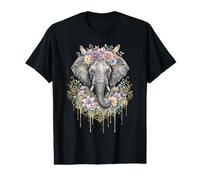 Elephant Boho Mandala Floral Art Value Graphic T-Shirt