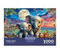 Elephant Bridge 1000 Piece Jigsaw Puzzle Moonlit Puppy for Adults 100% Recycled Board Happily JigsawBeautiful Decoration PuzzleFun Activity for Home70x50cm/1000pcs