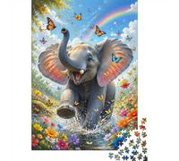 Elephant Butterfly 1000 Pieces Mini Jigsaw Puzzle for Adults