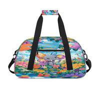 Elephant Butterfly Flower Duffel Bags for Women Men Kids Girls Boys Overnight Weekender Travel Bag 24L Sport Gym Duffel Bag Practice Tote Carry Bag