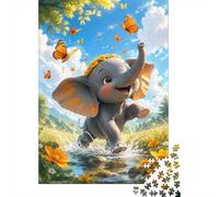 Elephant Butterfly Flower Jigsaw Puzzle, 1000 Pcs Indoor Adult Game