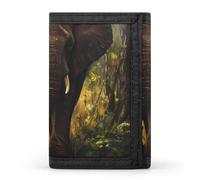 Elephant Calf in The Forests Cloth Wallet Card with Holder Trifold Pocket Slim Wallets