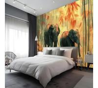 Elephant Canvas Peel and Stick Wallpaper Mural Wild Animals Large Removable Self-Adhesive Feature Accent Wall Coverings for Bedroom 80x56 inches / 200x140 cm