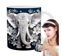 Elephant Ceramic Mug - 350ml Coffee Mug 3D Design with Handle Large Capacity Travel Mug for Hot Drinks | Ceramic Tea Coffee Mug for Whiskey, Juice, Soup, Wine