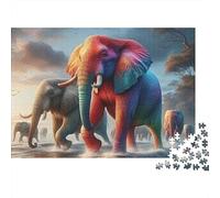 Elephant Challenging 1000Pc Jigsaw Puzzle for Adults & Kids | Family Game Colorful Elephant with Another behind Educational 38x26cm/1000pcs