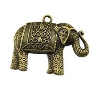 Elephant Charms For Craft Hobbyists, 38x48mm, Antique Bronze Color, 2 Pieces