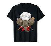 Elephant Chef Wildlife Elephant Safari Animal, Cooking Lover Value Graphic T-Shirt, Men, Black, S