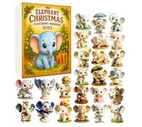 Elephant Christmas Countdown Wonders 2025, 24 Days Acrylic Christmas Advent Calendar with Mini Elephant Ornaments, Animal Themed Pendants Decoration Set, Home Décor & Festive Celebration Gifts (1PC)