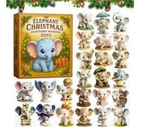 Elephant Christmas Countdown Wonders 2025 - 24 Days Holiday Elephants Ornament Calendar, Mini Elephant Ornaments, Cute Christmas Decoration Set for Home Décor (1 Pcs)