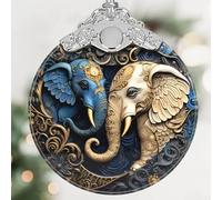 Elephant Christmas Ornament - Stained Glass Hanging Decoration for Holiday Tree, Home Decor - Gift Exchange Idea